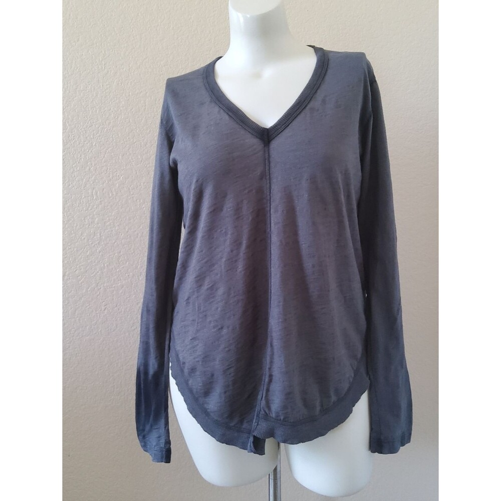 Wilt Gray Tie Dye Asymmetrical Long Sleeve V-Neck Tee Top Size L NWOT